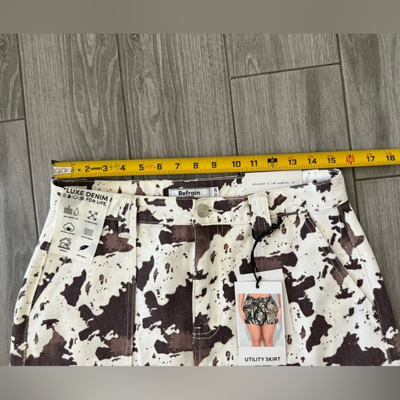 Refrain|Brown and White Utility micro Skirt,cow print/animal print•••NWT Size 28 - Picture 10 of 10